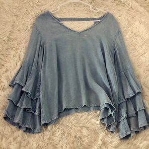 5 for $25 🛍 Denim Bell Sleeve top